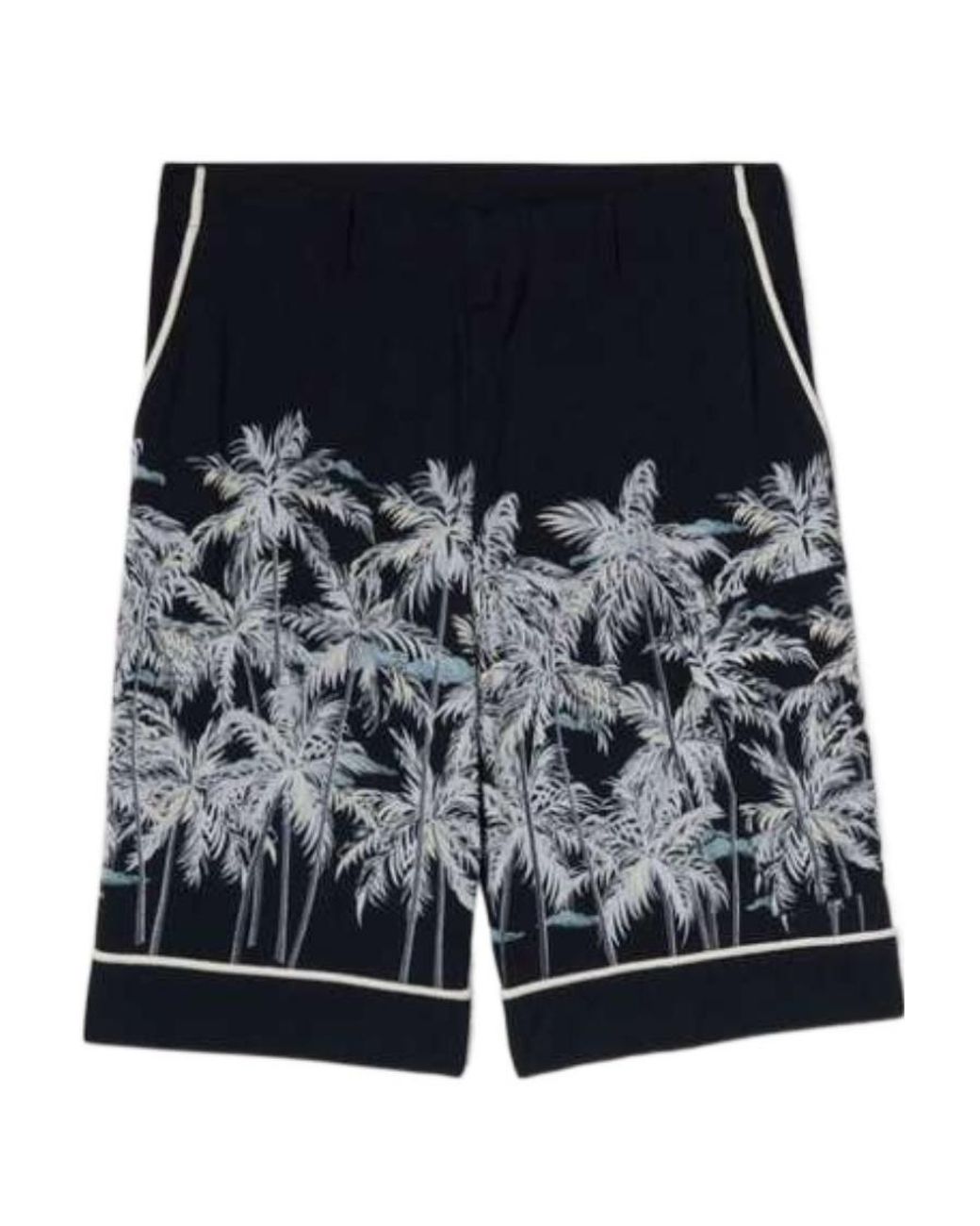 Palm Angels Blue Palms-Print Bermuda Shorts for men