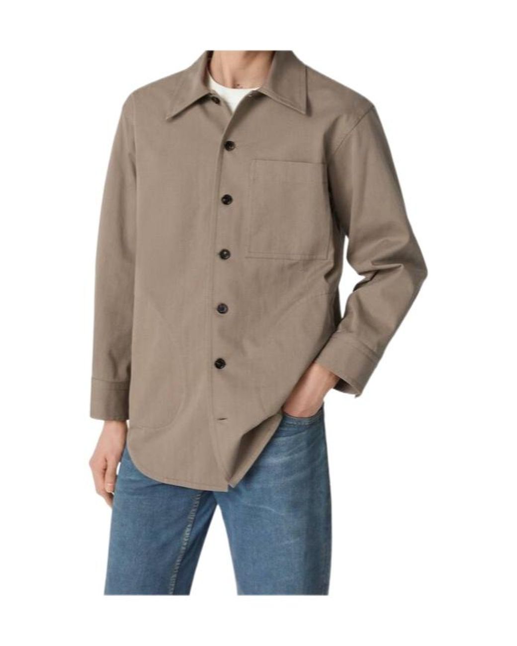 Bottega Veneta Natural Cotton Twill Overshirt for men