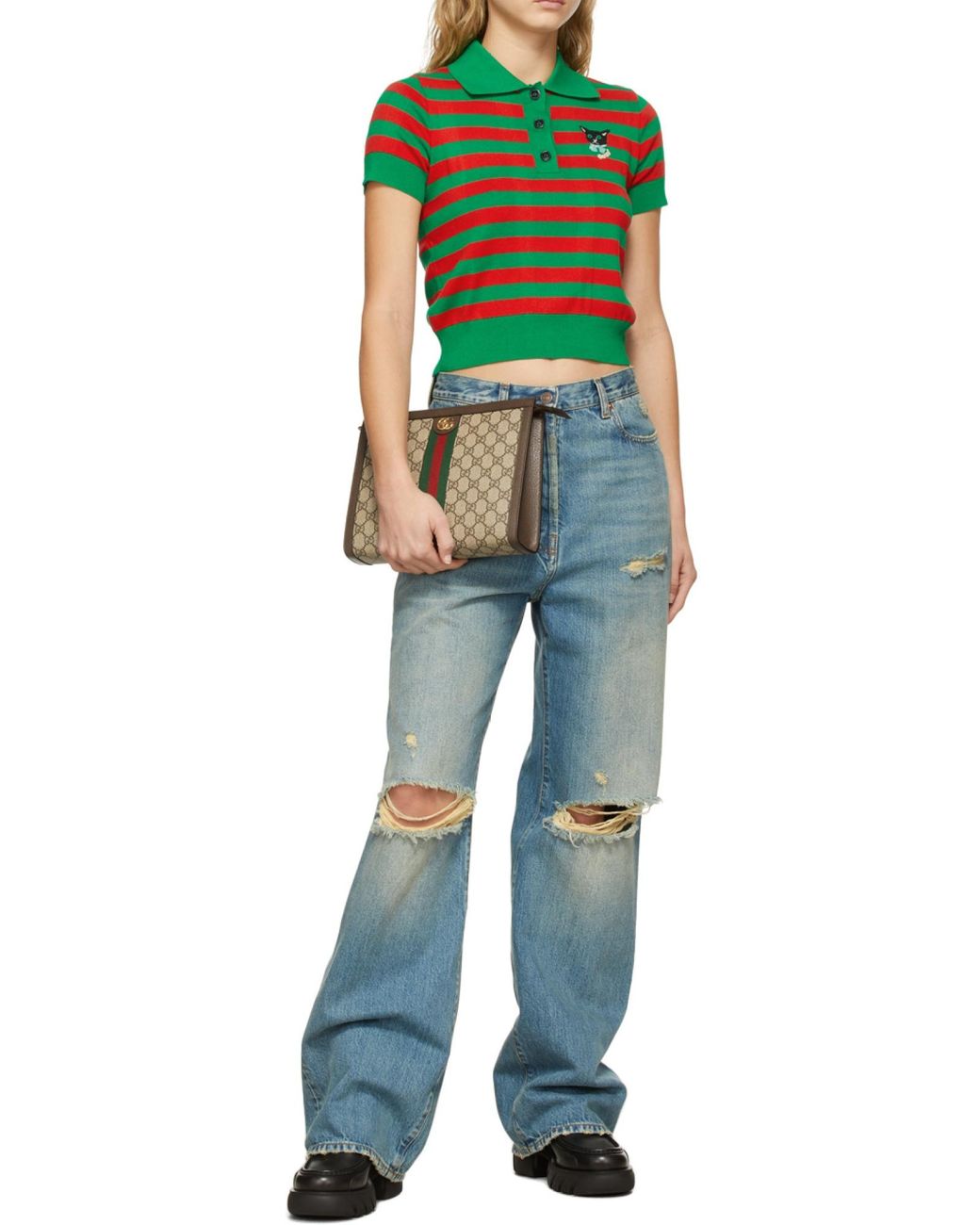 Gucci Metallic Ophidia Monogrammed Pouch