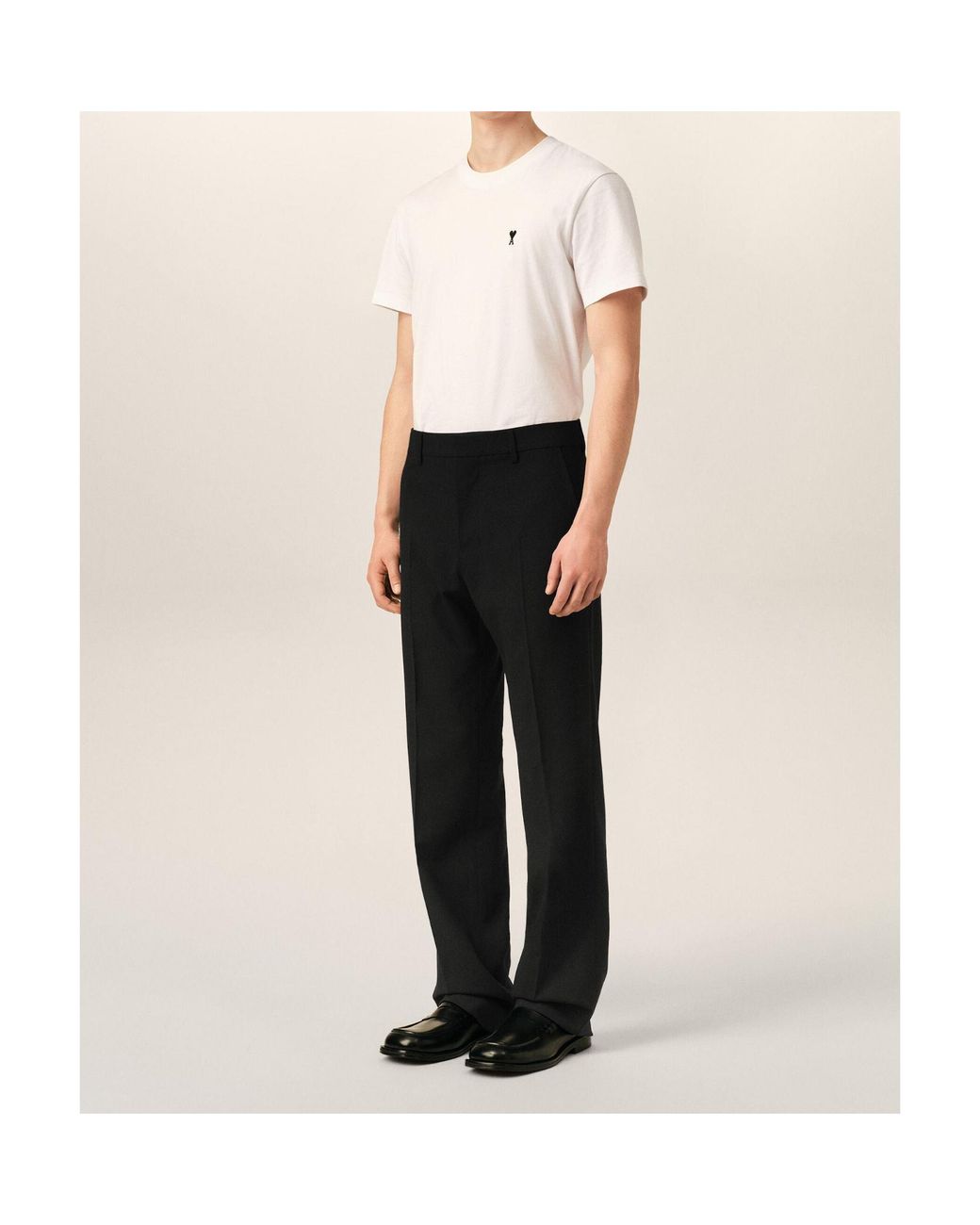 AMI Black Straight Leg Trousers for men