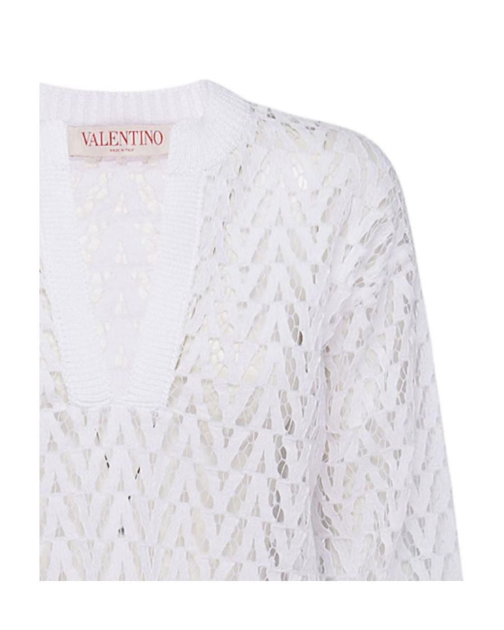 Valentino White V-Neck Sweater