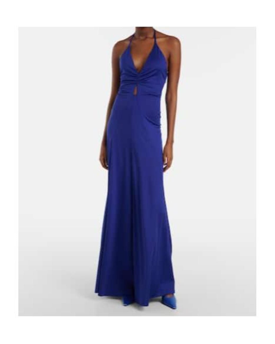 Victoria Beckham Blue Ruched Maxi Dress