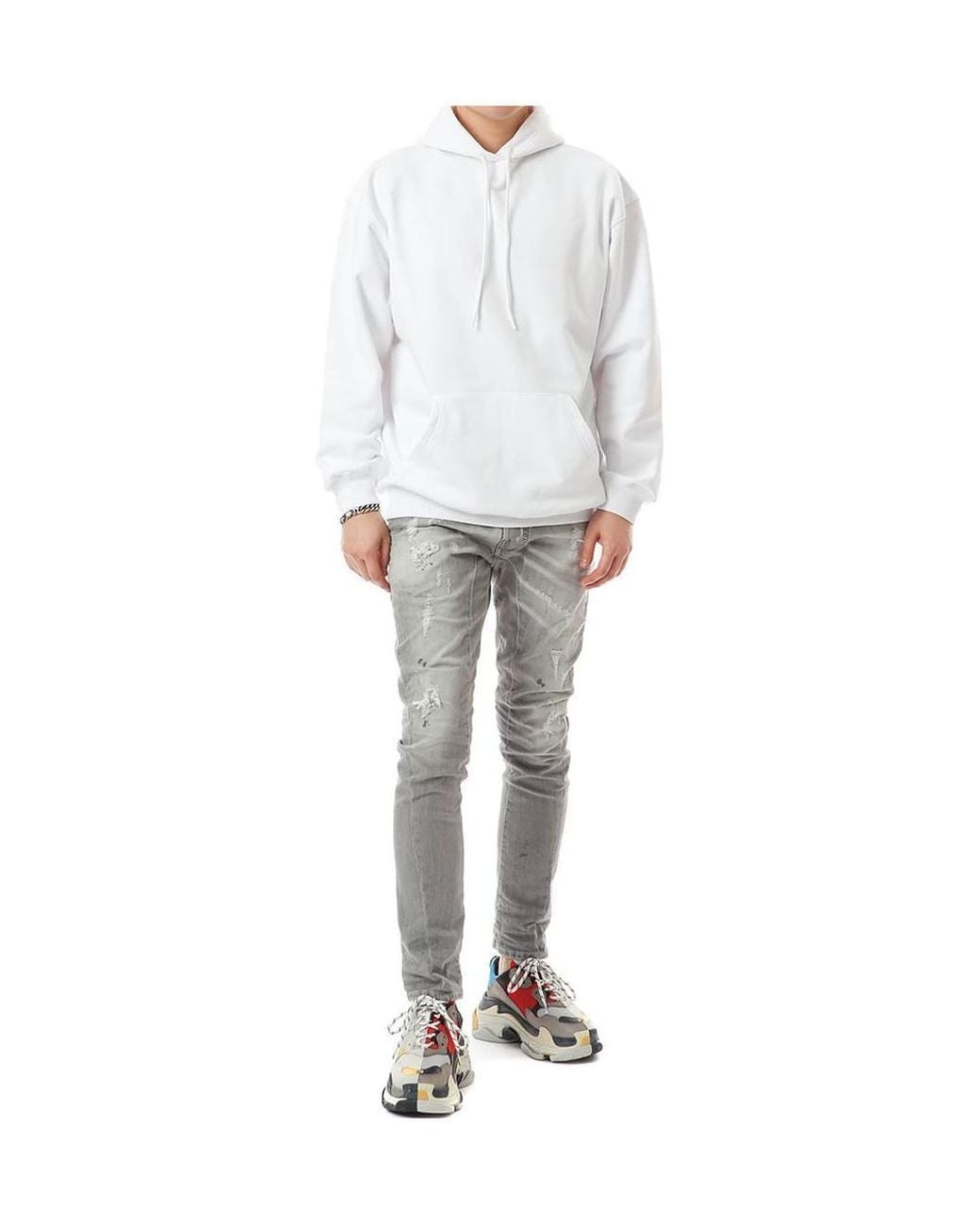 Balenciaga White Felpa Con Cappuccio