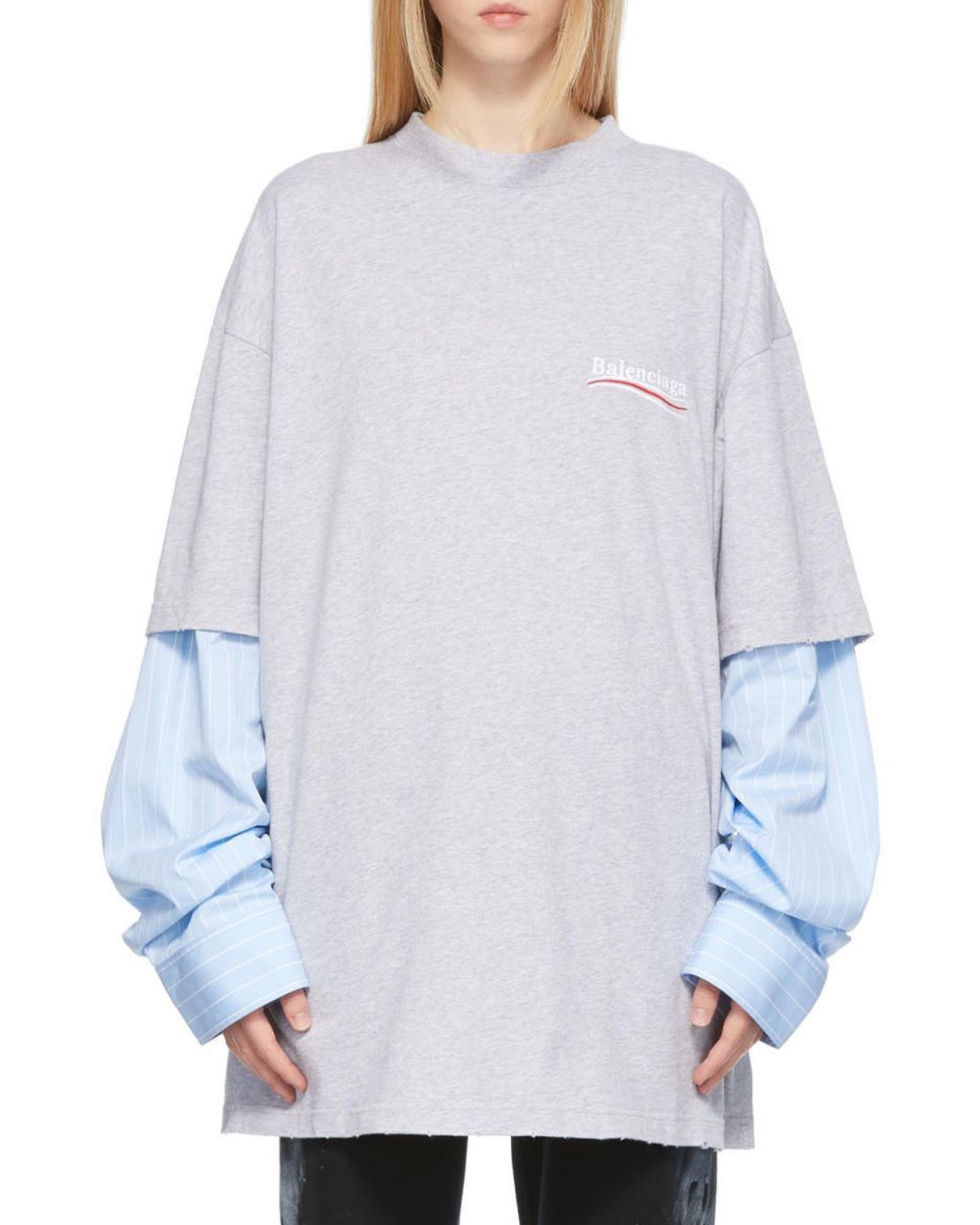 Balenciaga Gray T-Shirt Political Campaign Layered for men