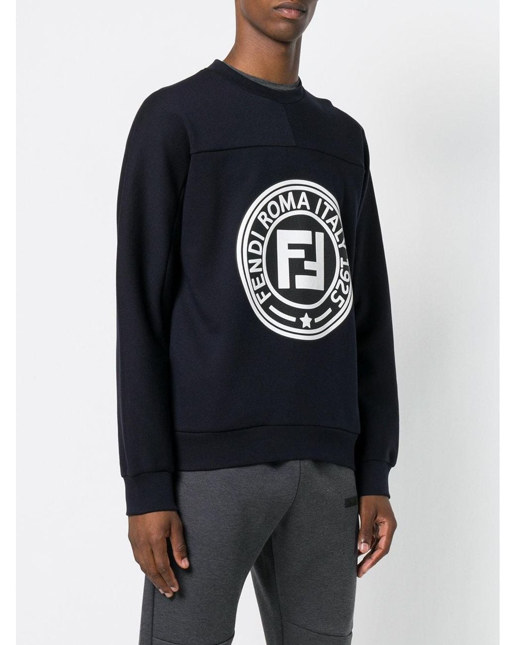 Fendi Blue Ff Printed Hoodie for men