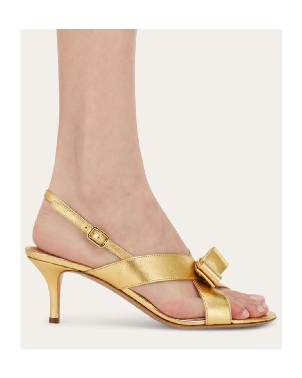 Ferragamo Metallic Vara Bow Sandal