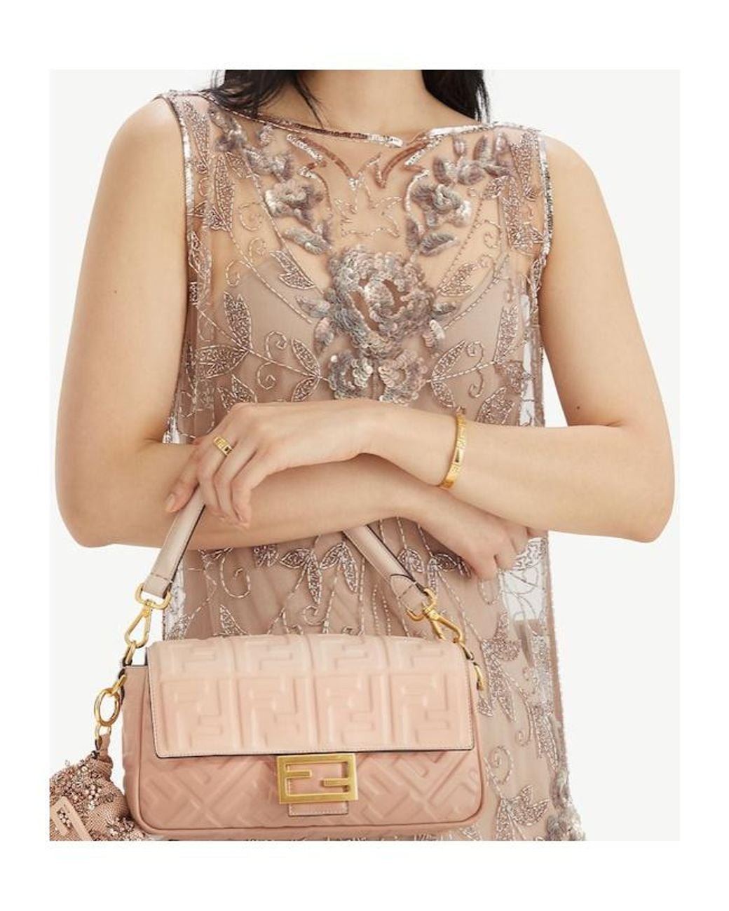 Fendi Metallic Forever Embellished Bracelet