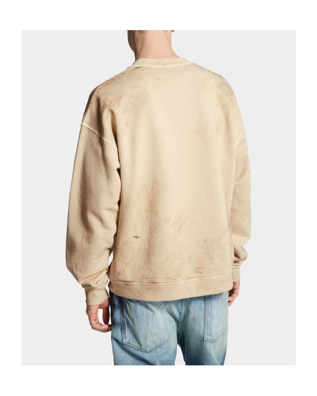 DSquared² White Relax Fit Dirty Crewneck Sweatshirt for men