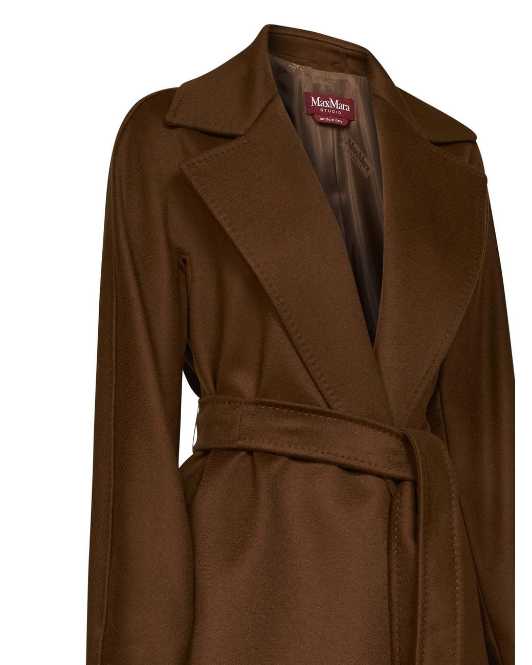 Max Mara Brown Tan Mstdravenna Belted Wrap Coat