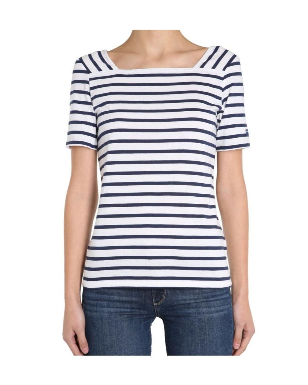 Saint James Blue Striped Graphic T-Shirt