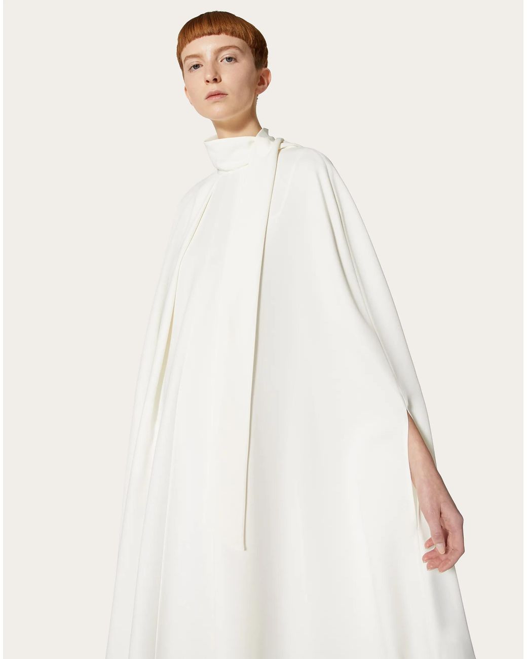 Valentino White Pendant Cape Dress