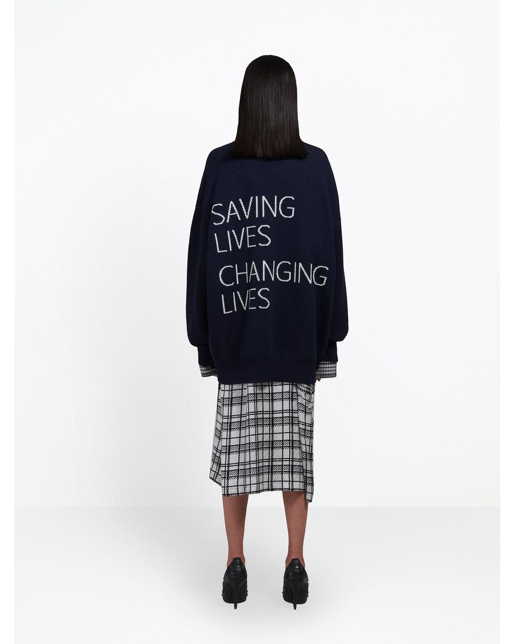 Balenciaga Blue Logo Turtleneck Pullover