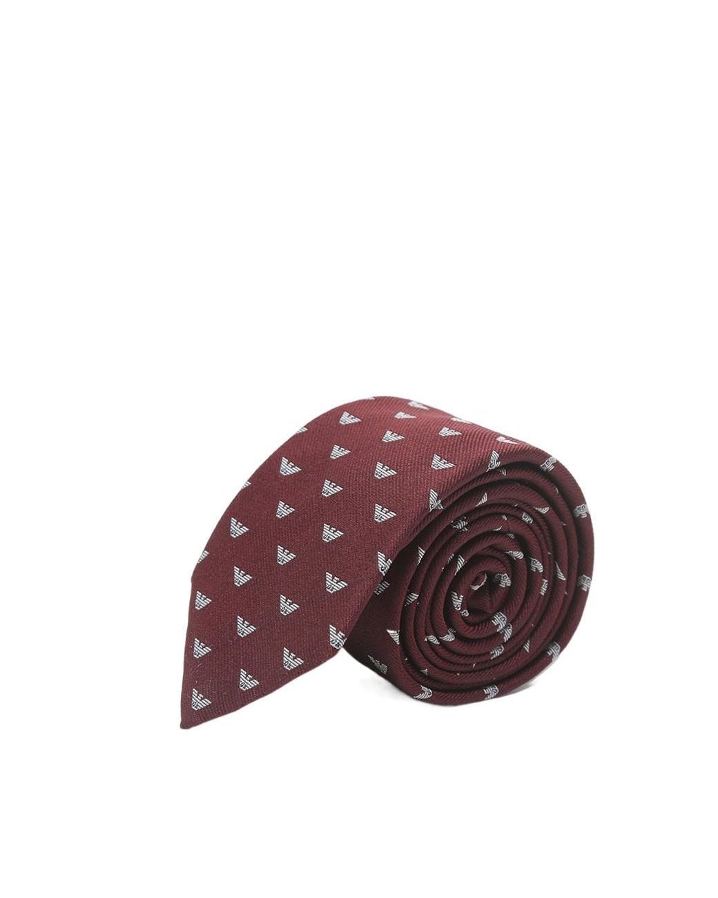 Emporio Armani Purple Bordeaux Logo-Motif Tie for men