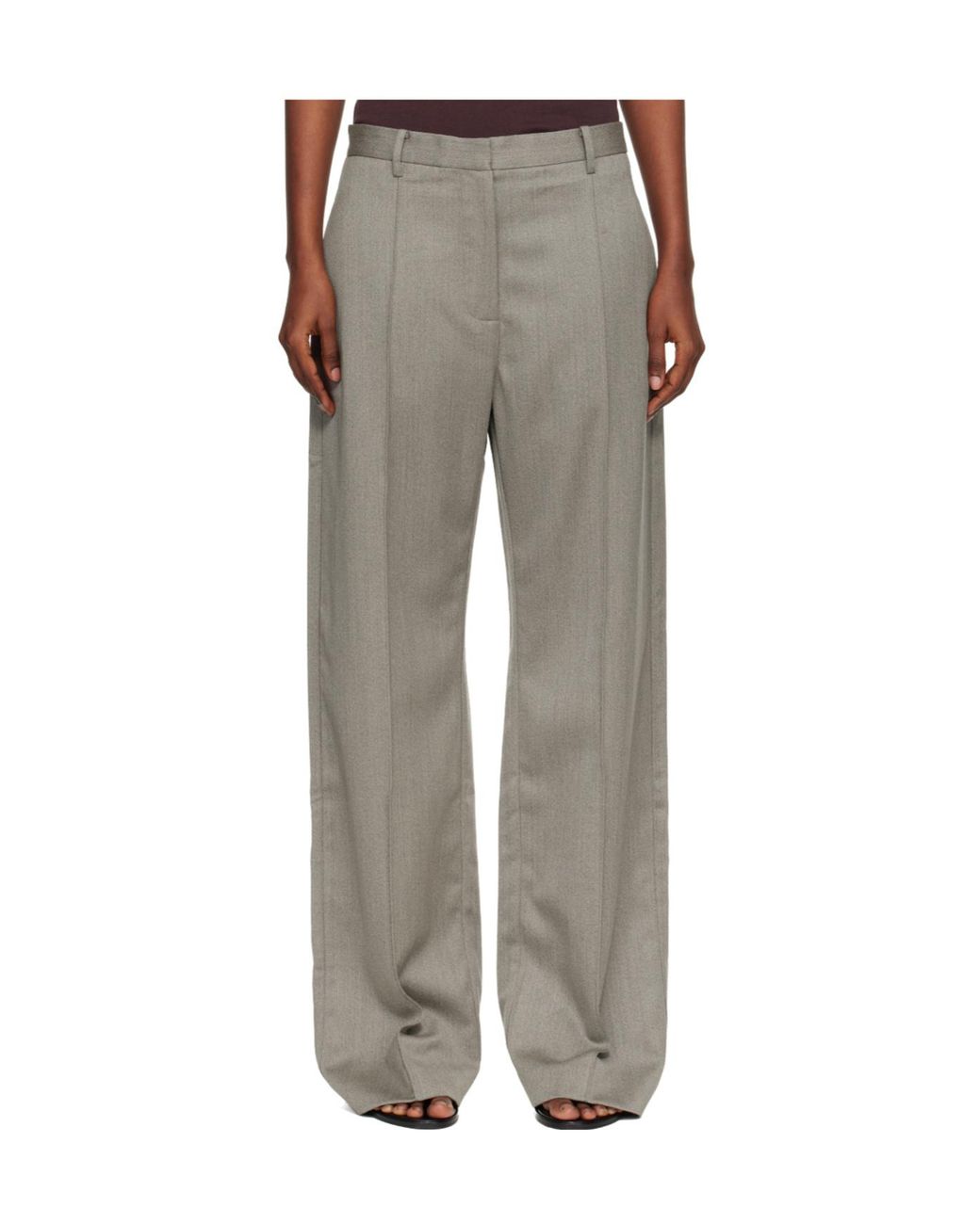 St. Agni Gray Casual Pants With Belt Loops