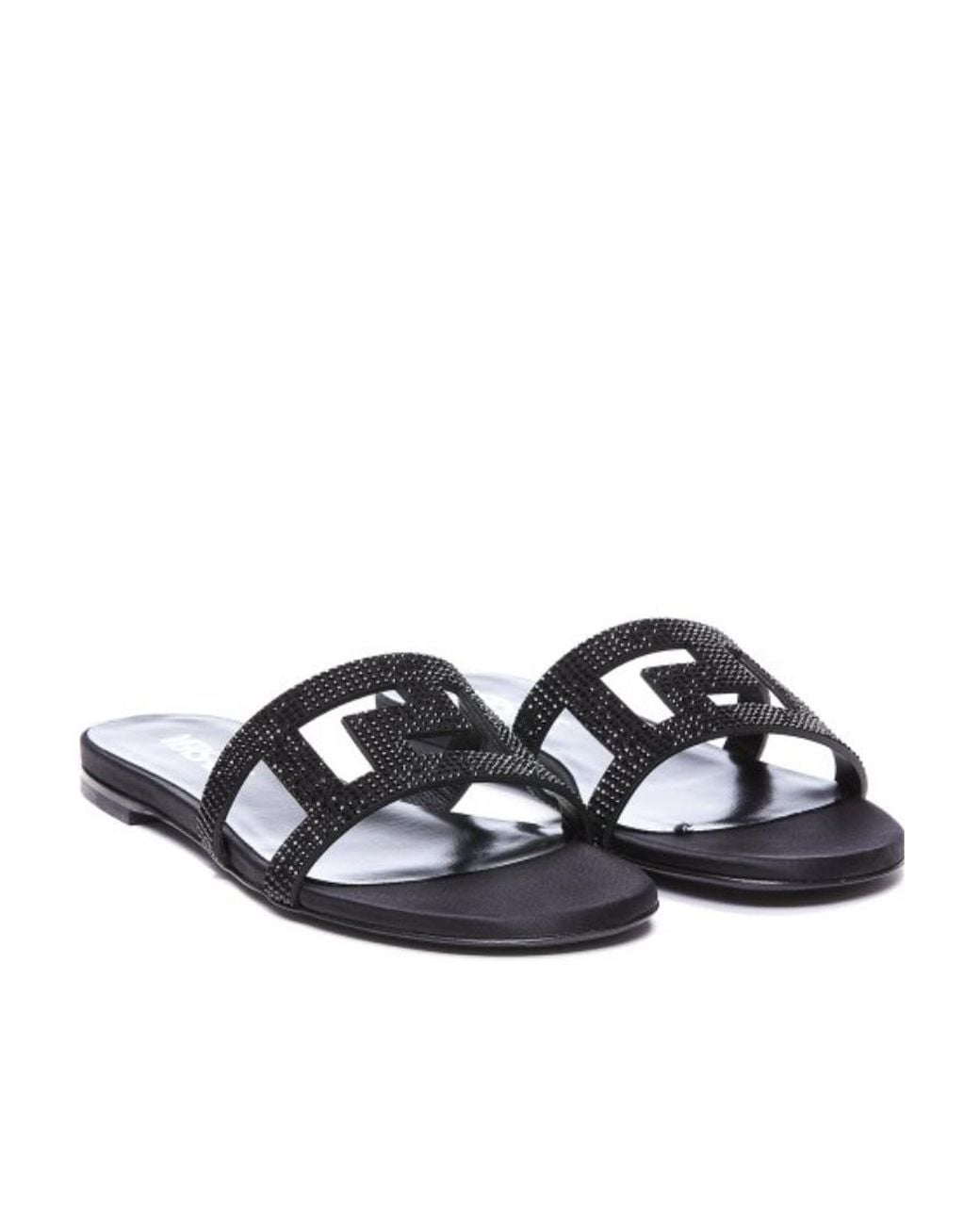 Versace White Greca Maze Embellished Slides