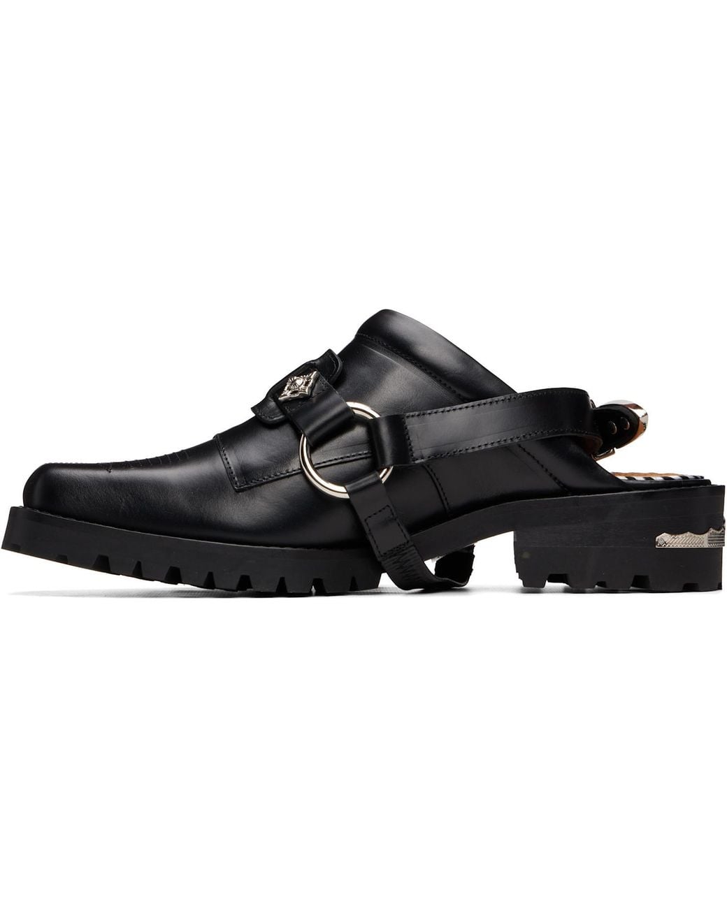 Toga Virilis Black Leather Slip-On Loafers for men