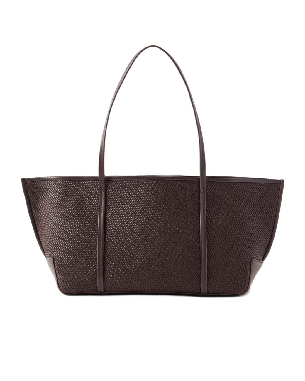 St. Agni Brown Bateau Woven Leather Tote Bag