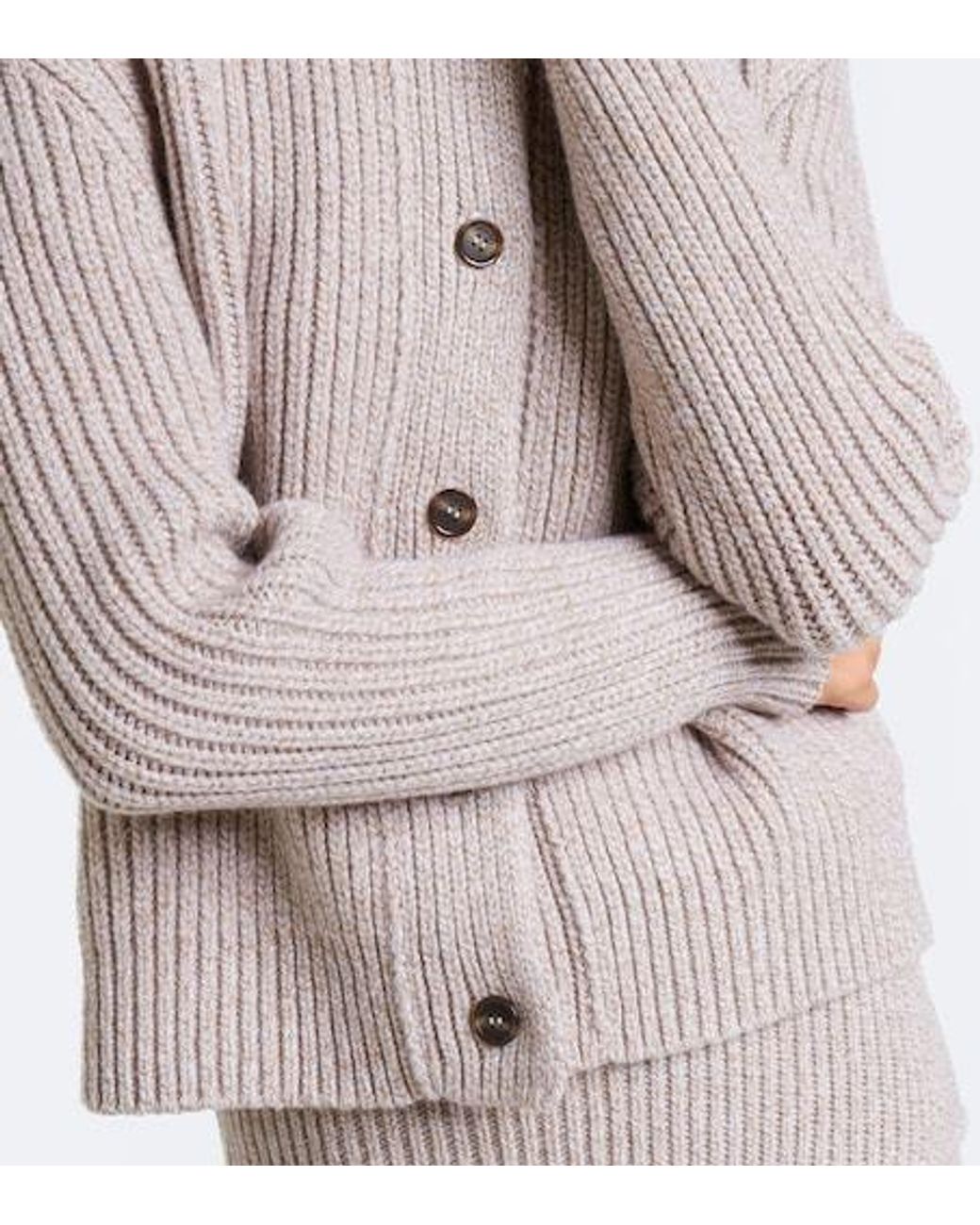Magda Butrym Natural Ribbed-Knit Wool Cardigan