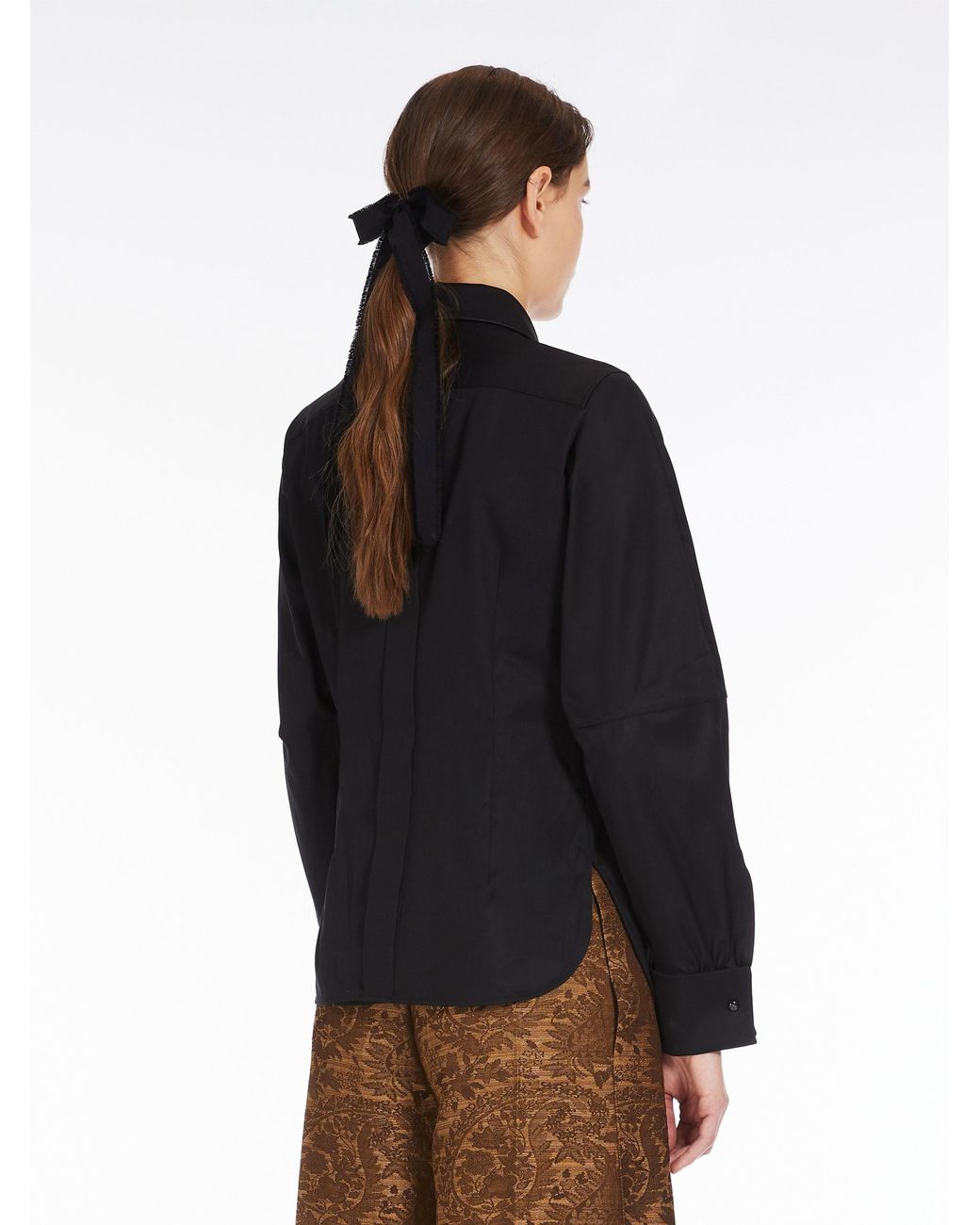 Max Mara Black Collared Long-Sleeved Shirt