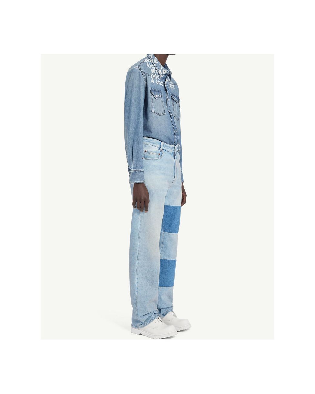 MM6 by Maison Margiela Blue Patchwork Jeans for men
