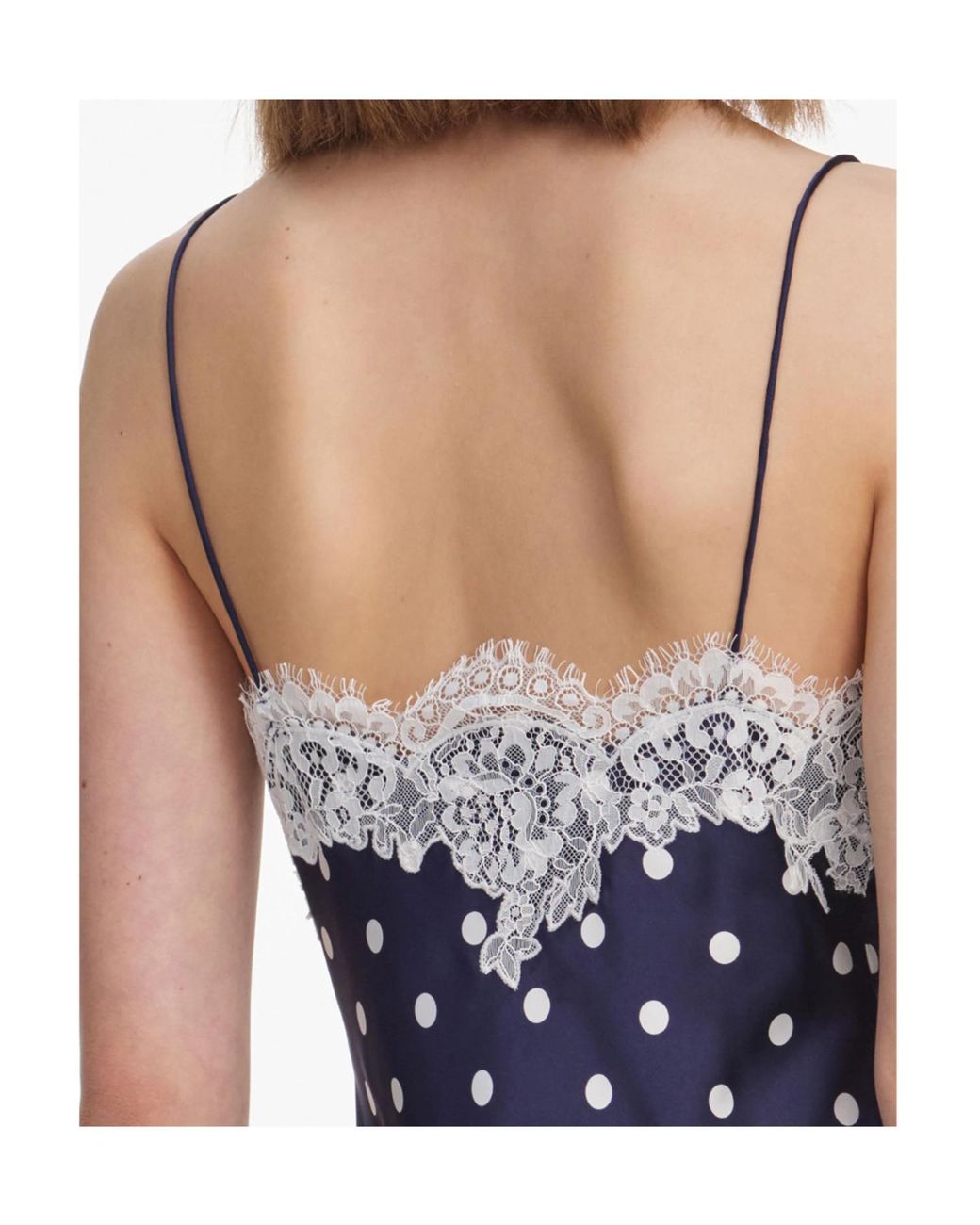 Self-Portrait Blue Satin Polka Dot Midi Dress