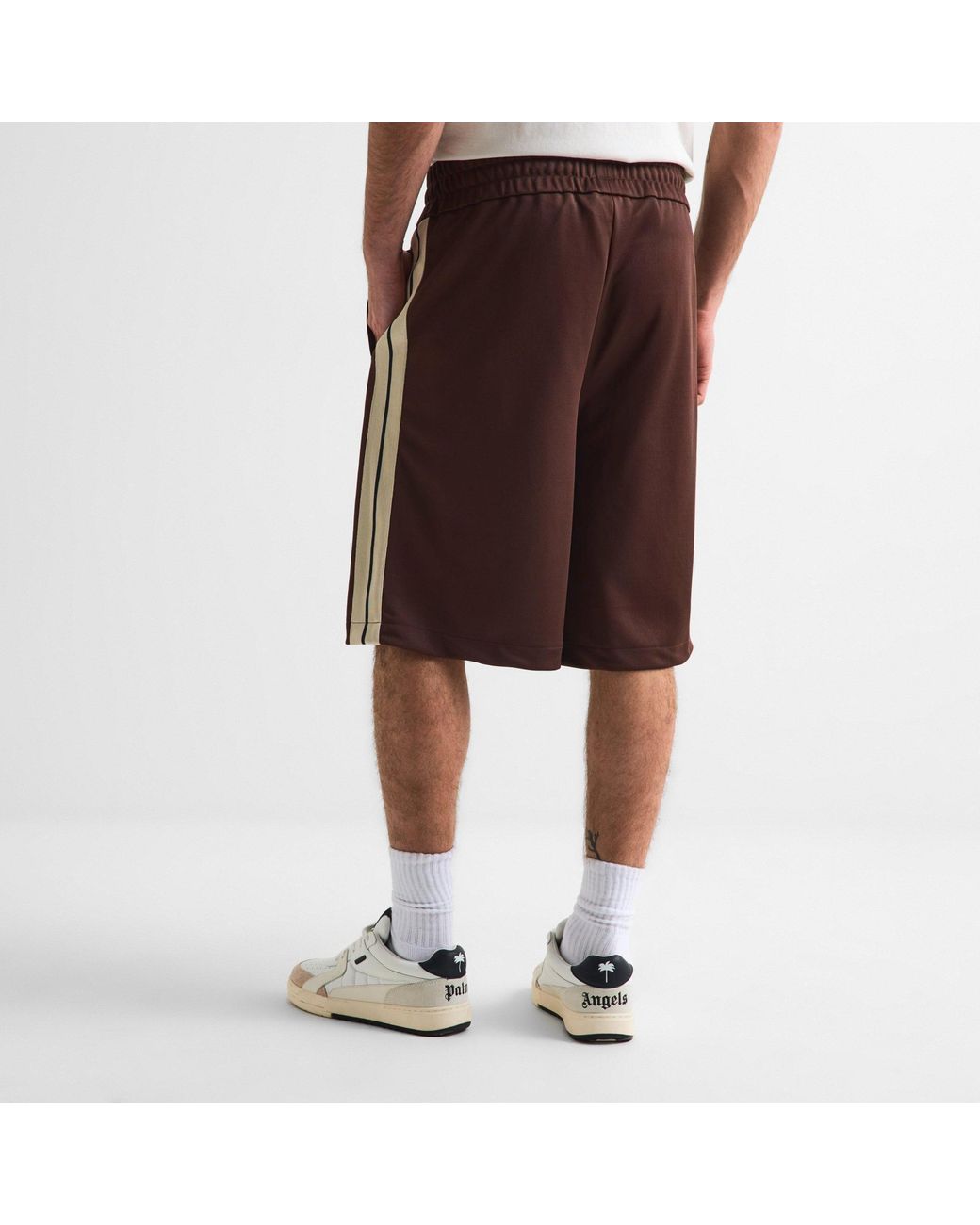 Palm Angels Brown Woven Tracksuit Shorts for men