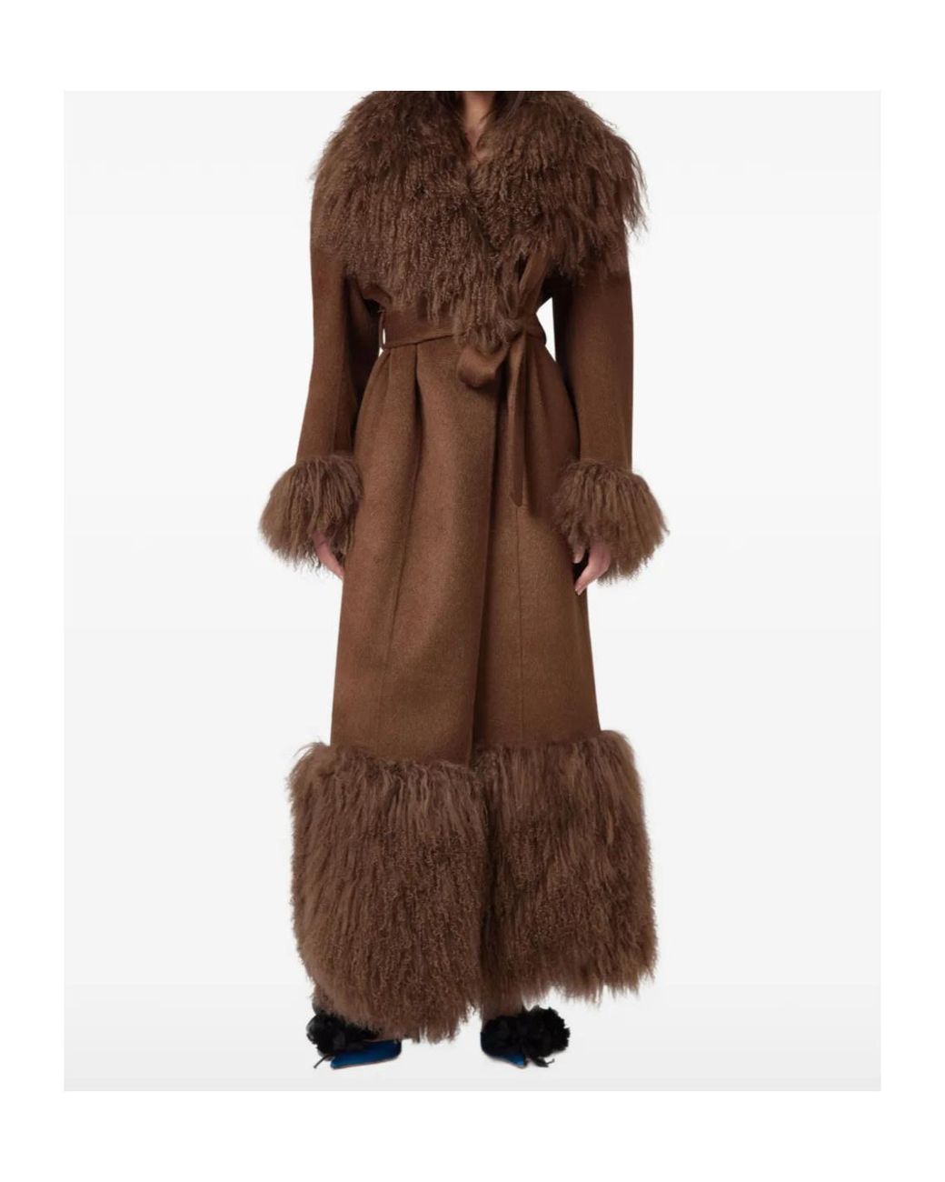 GIUSEPPE DI MORABITO Brown Tie Waist Long-Sleeved Coat