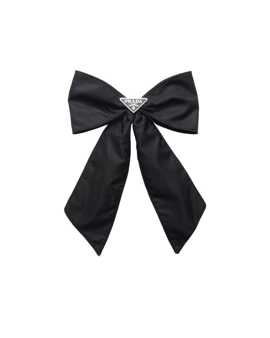 Prada Black Triangle-Logo Bow Hair Clip