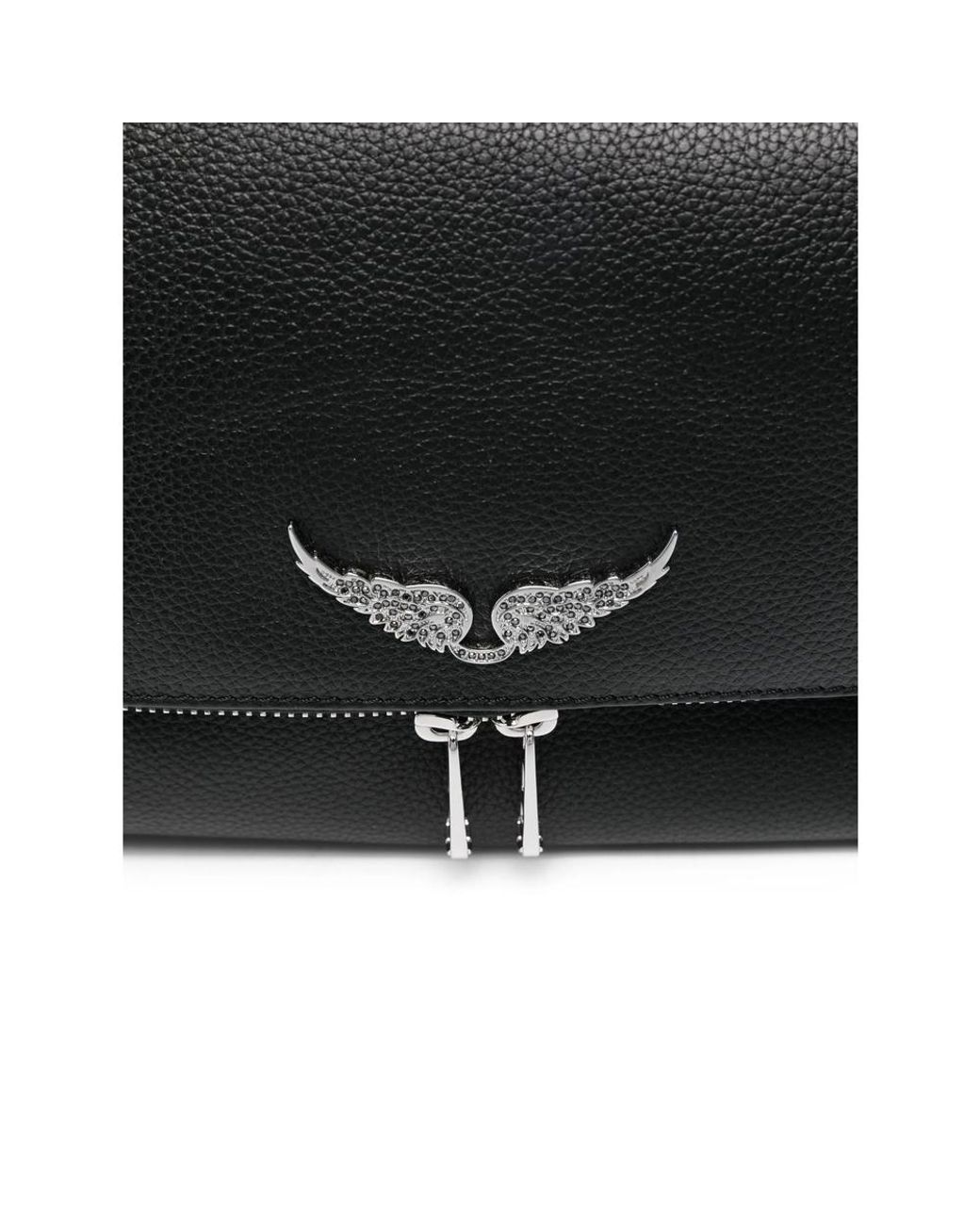 Zadig & Voltaire Black Rock Crystal-Wing Shoulder Bag