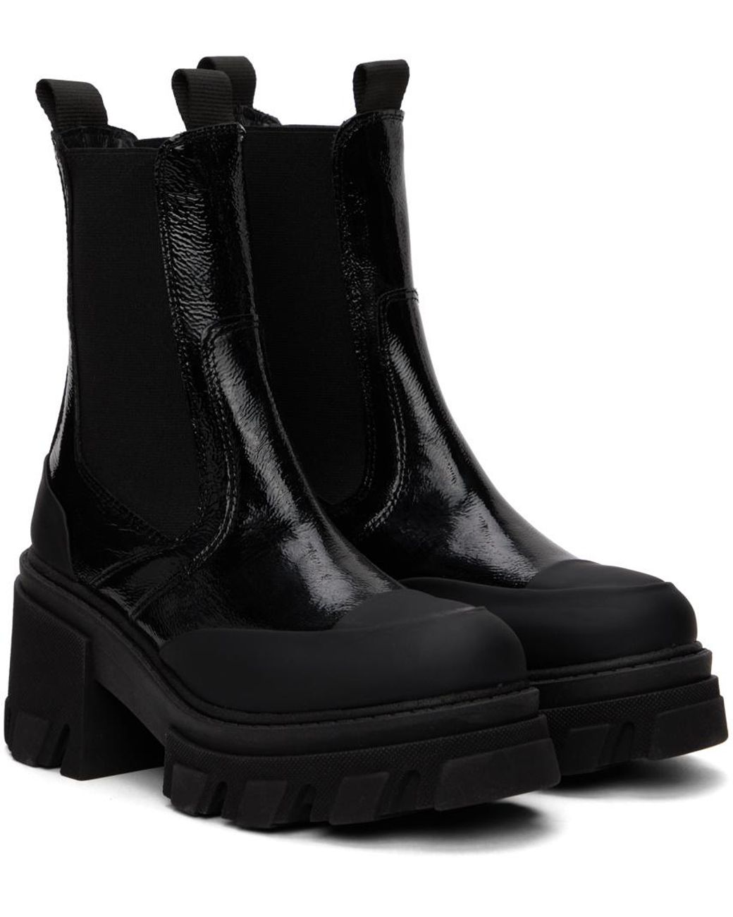 Ganni Black Cleated Mid Chelsea Boots
