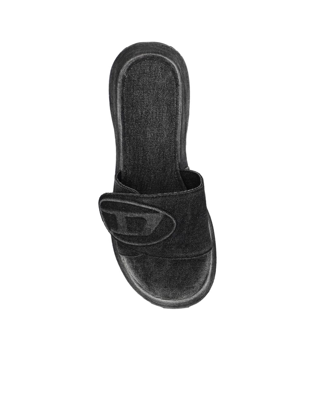 ★DIESEL★ SA Oval D PF W Sandal Black Y03284P0585H1939 Women's Sa-Oval D-Denim slide sandals with Oval D strap