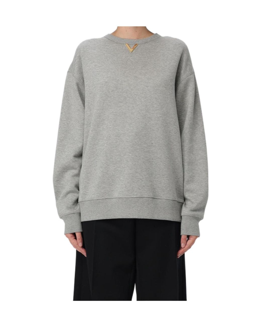 Valentino Gray V Logo Plaque Sweatshirt