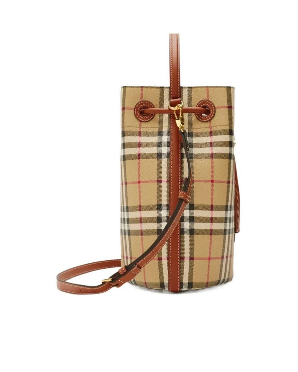 Burberry Natural Small Tb Checked Bucket Bag