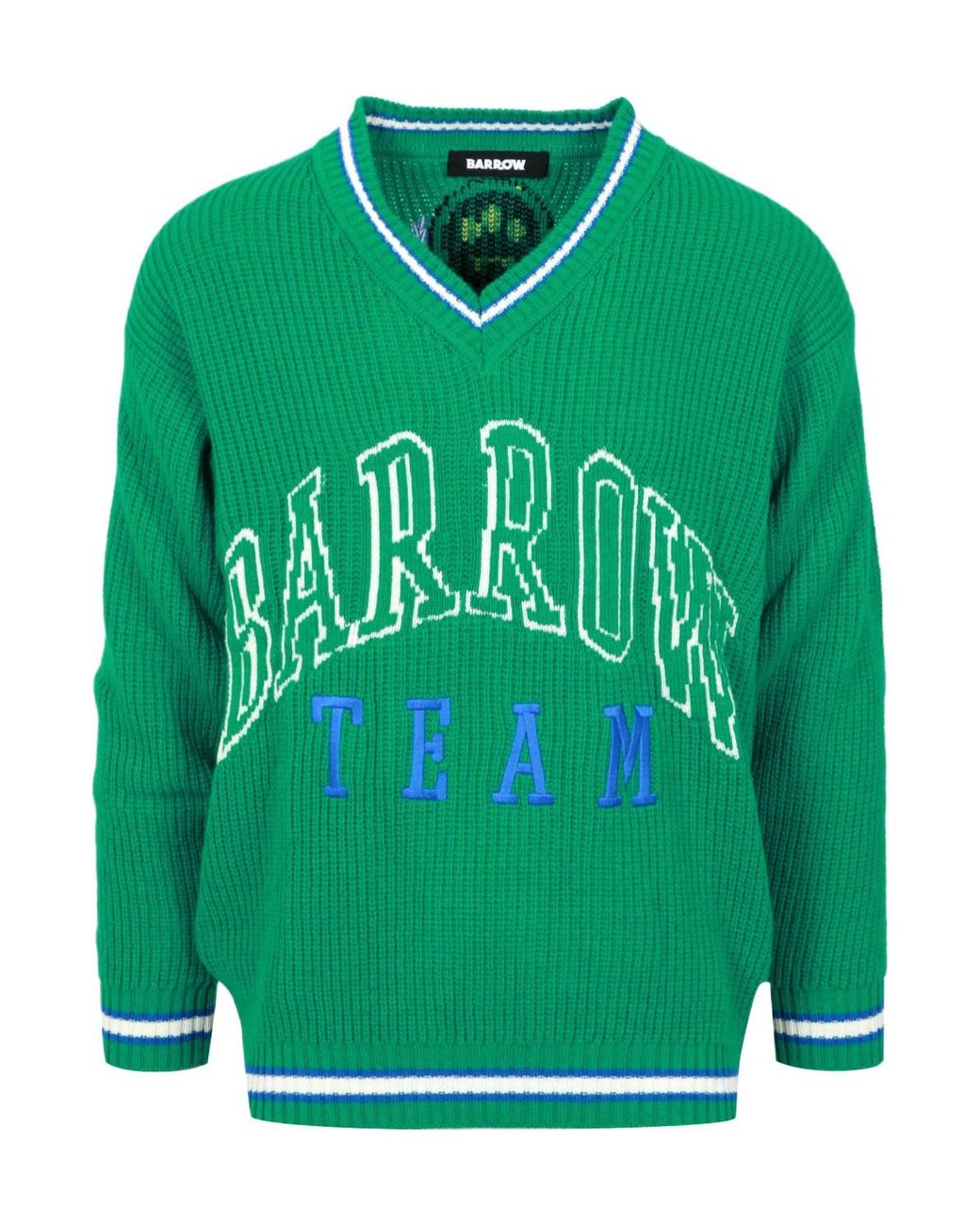 Barrow Green Intarsia-Logo V-Neck Jumper for men