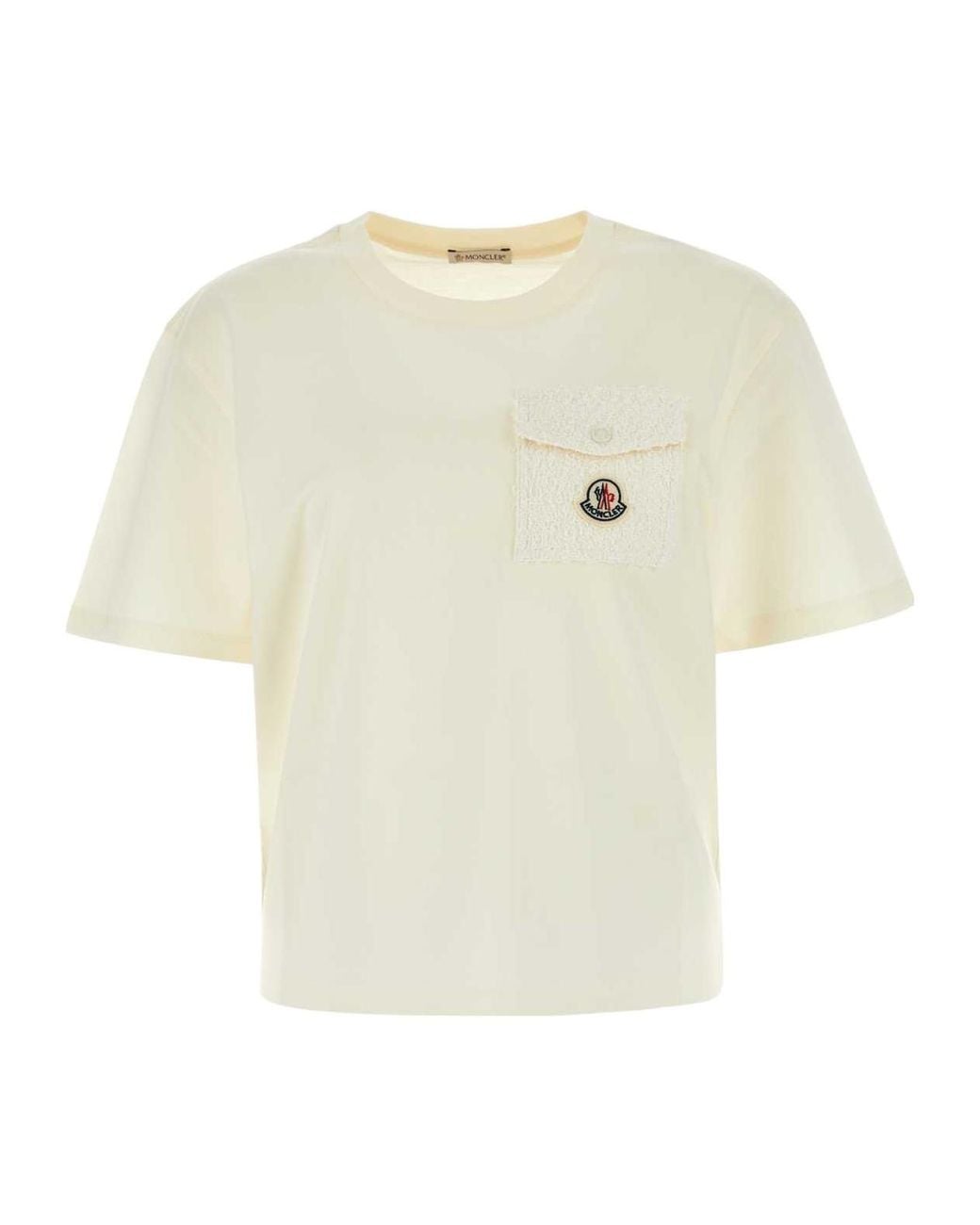 Moncler White Tweed Pocket Crewneck T-Shirt