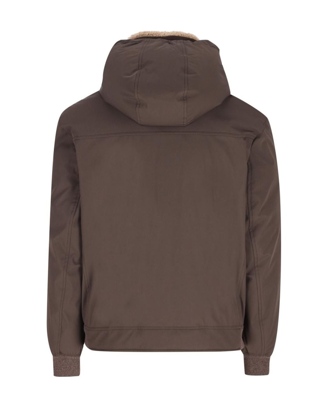 Brunello Cucinelli Brown Sherling Neck Bomber Jacket for men
