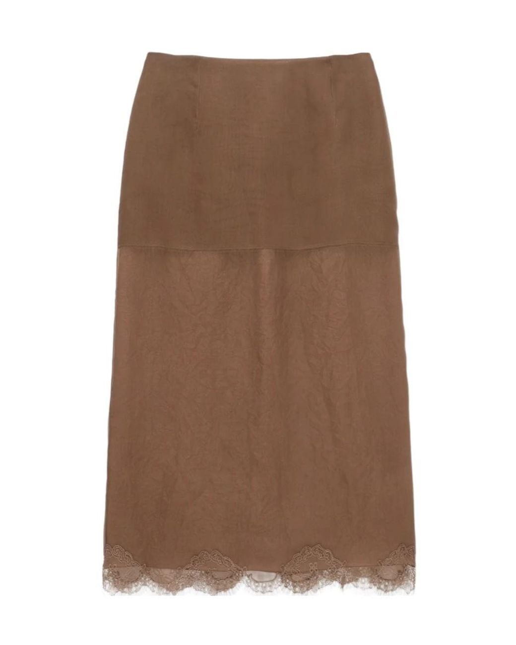 Carven Brown Sheer Lingerie Skirt