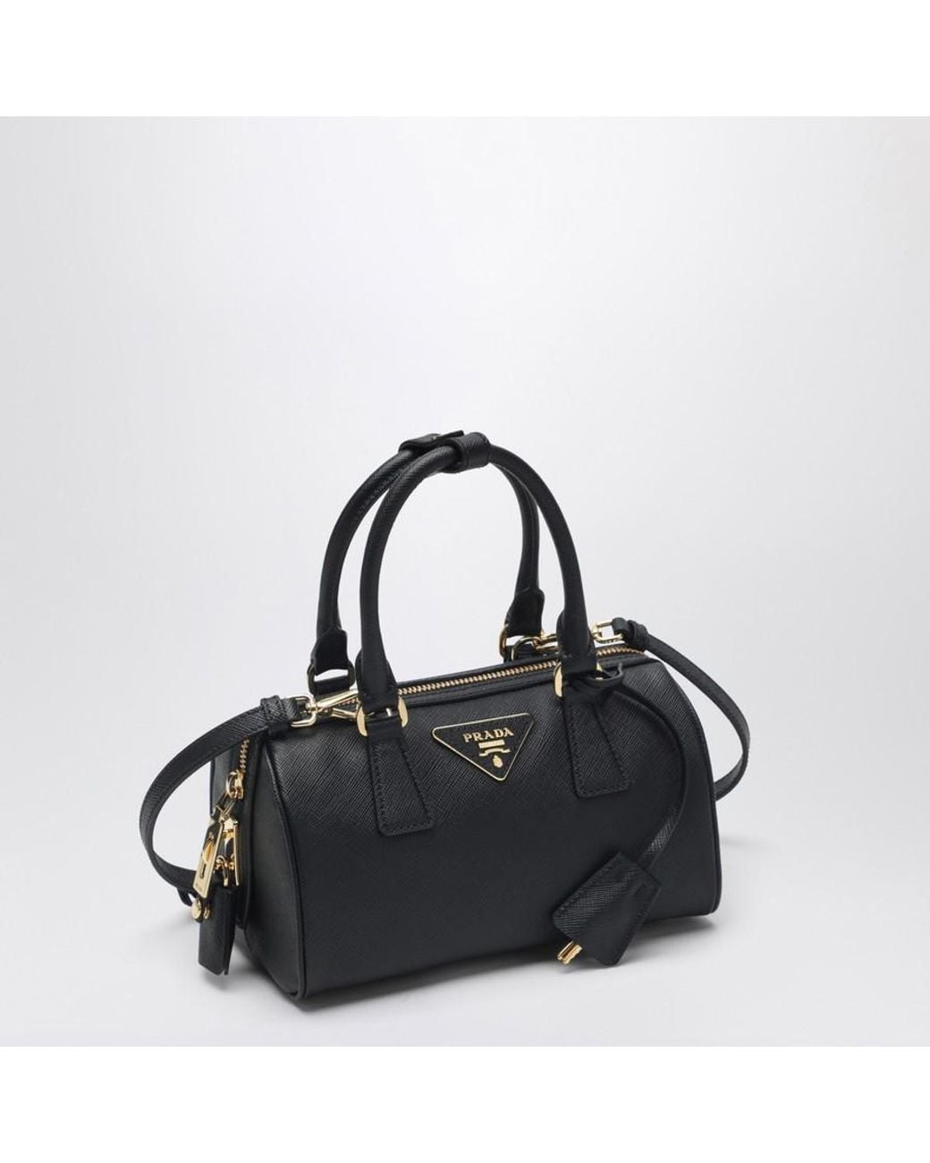 Prada Black Triangle-Patch Zipped Tote Bag