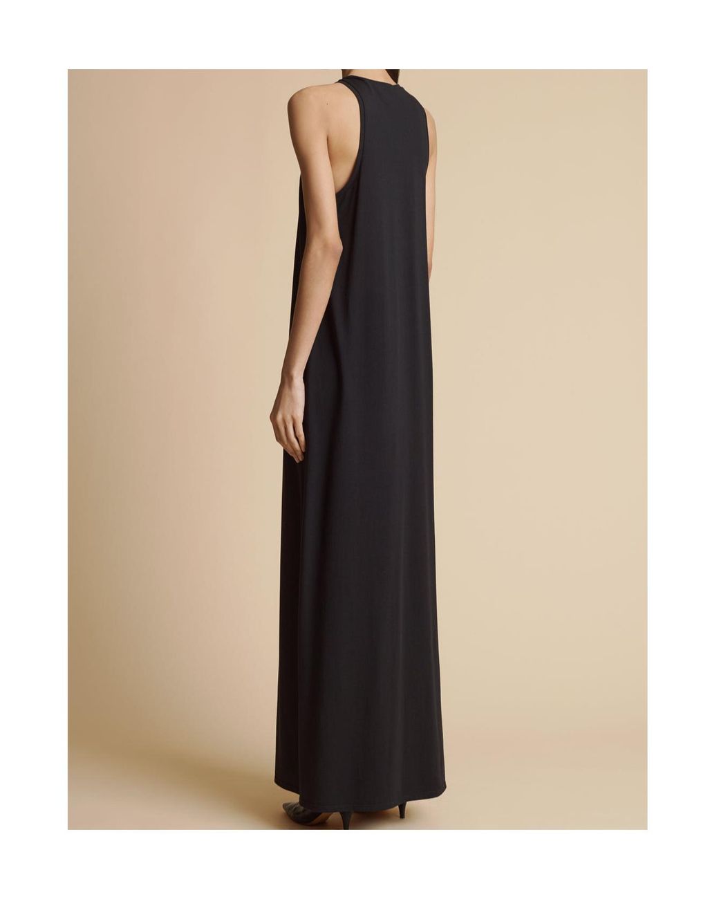 Khaite Black Vernetta V-Neck Sleeveless Maxi Dress