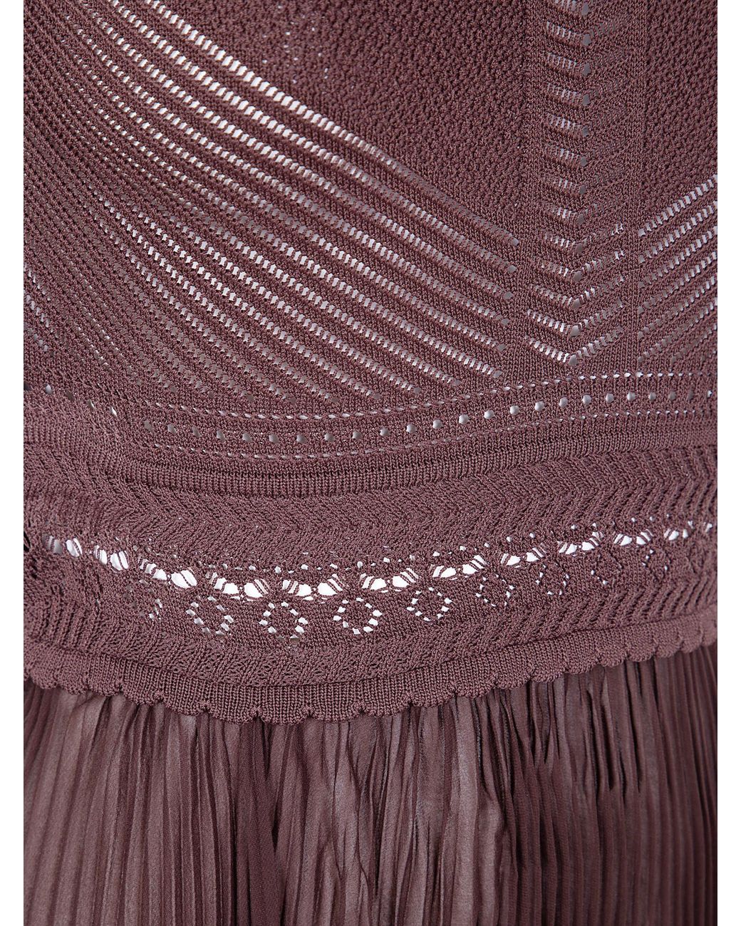 Twinset Purple Long Knit And Pleated Georgette Dress