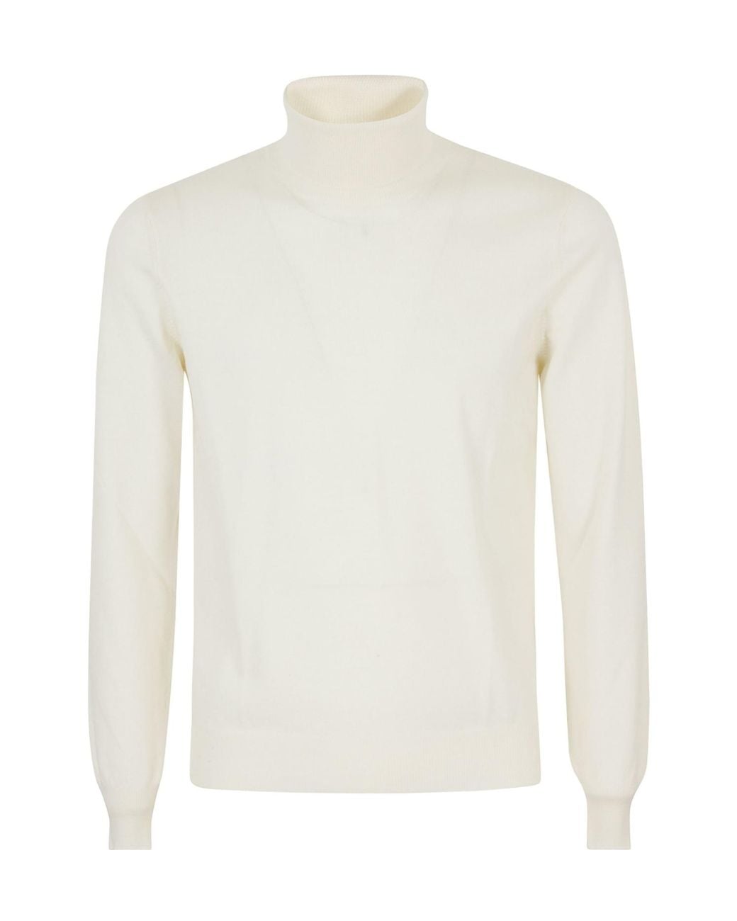 Tagliatore White Long-Sleeved Turtleneck Sweater for men