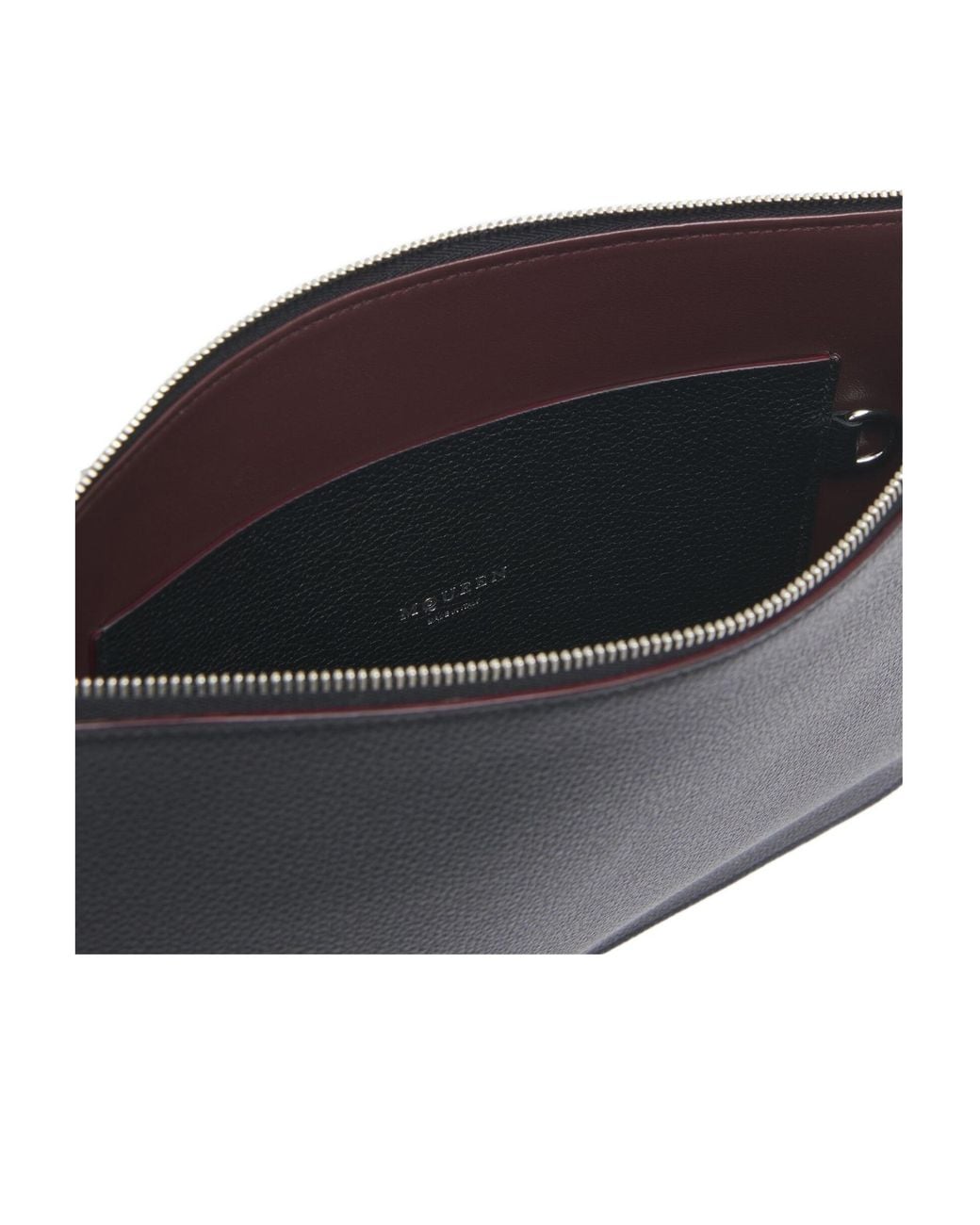 McQueen Black Logo Detailed Zipped Clutch Bag for men