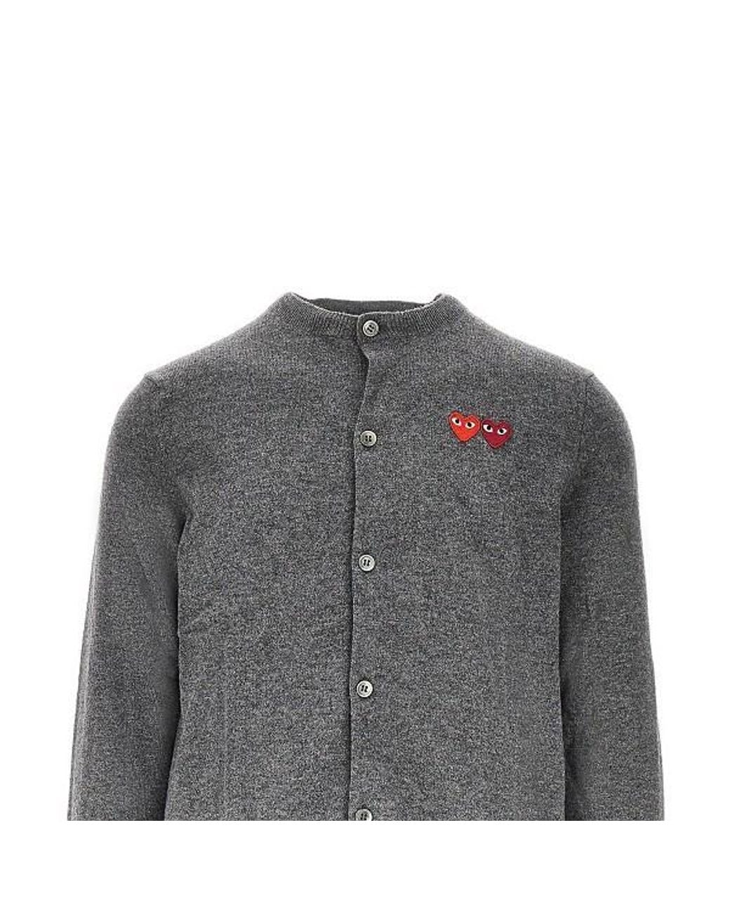 COMME DES GARÇONS PLAY Gray Comme Des Garçons Play Crewneck Knitted Cardigan for men