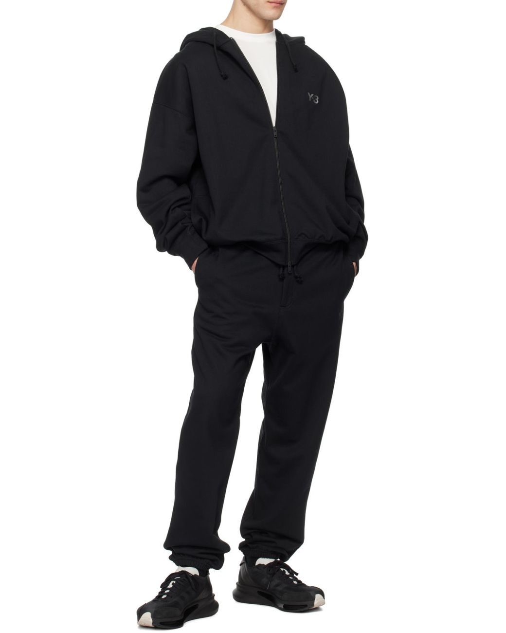 Y-3 Black French Terry Zip Hoodie for men