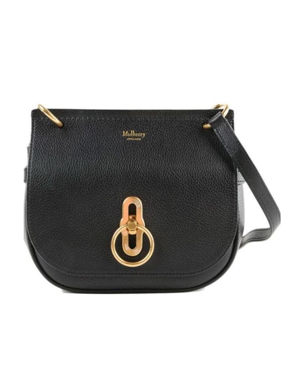 Mulberry Black Amberley Logo Detailed Small Shoulder Bag