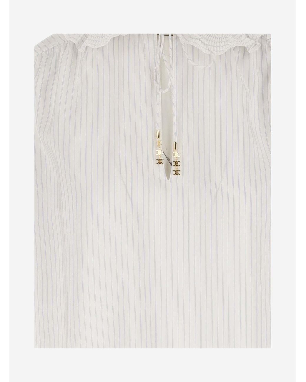 Céline White Blouse With Frilled Claudine Collar