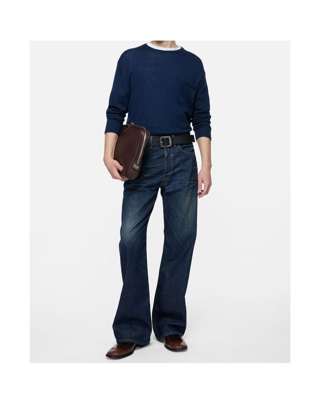 Acne Blue Cashmere Knit Sweater for men