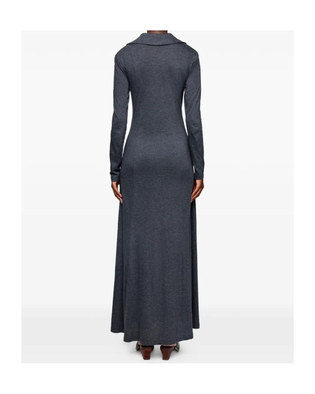 Ganni Blue Tie-Front Jersey Maxi Dress