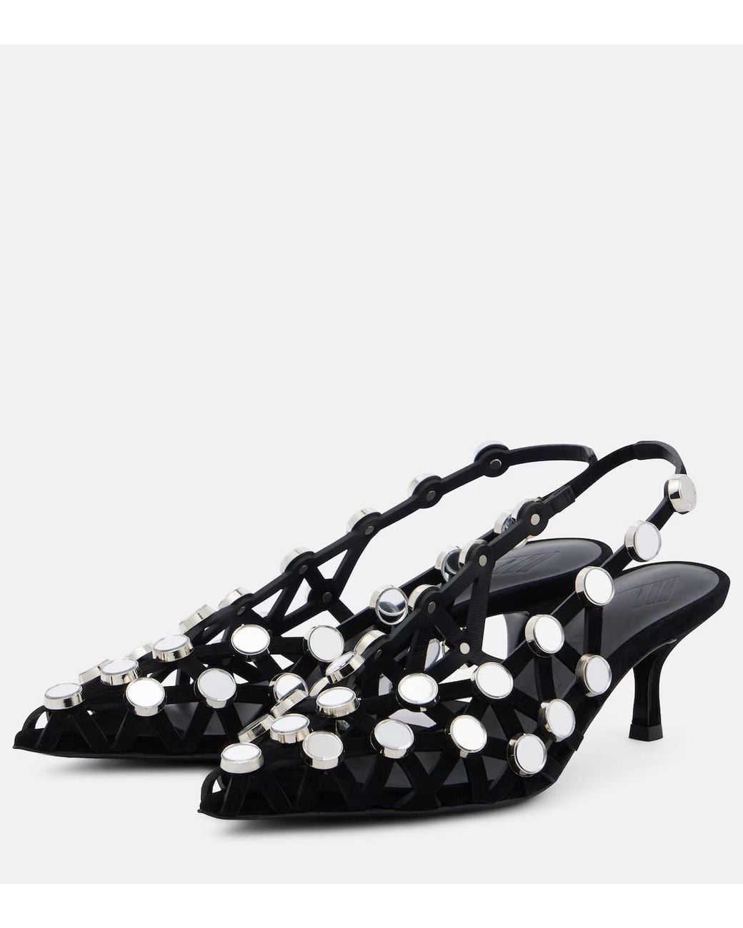 The Attico Black Decorated Leather High-Heeled Sandals
