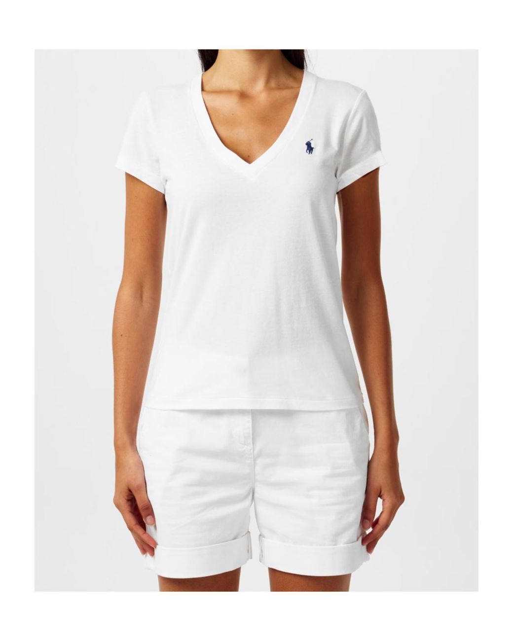 Polo Ralph Lauren White Logo V-Neck T-Shirt
